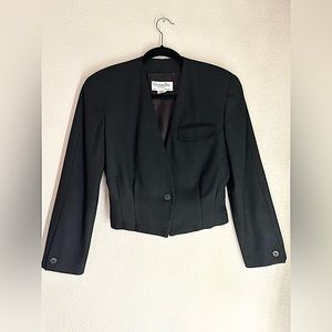 Vintage Christian Dior cropped, single button, wool blazer